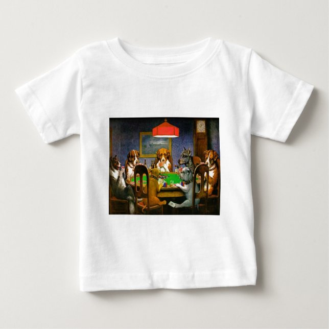 Funny Vintage Dogs Playing Poker Baby T-Shirt (Front)