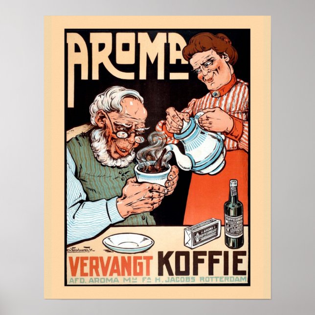 Funny vintage Dutch coffee replacement advertising Poster (Front)