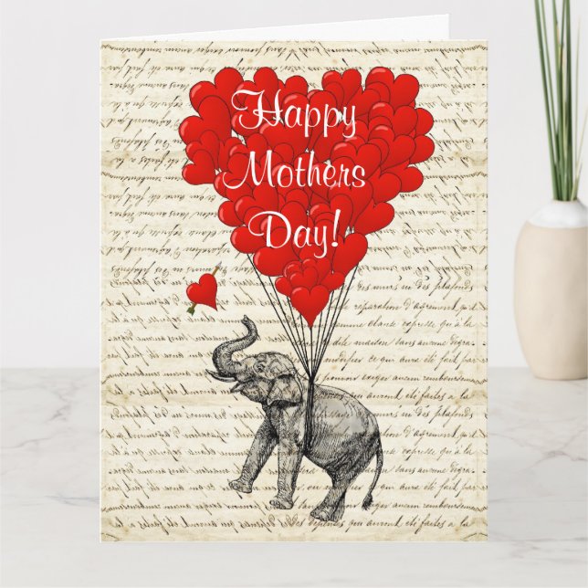 funny vintage elephant mothers day card (Front)