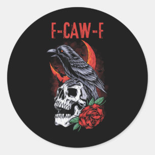 Funny Vintage F-caw-f Black Bird Crow Humor  Classic Round Sticker