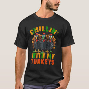 Funny Vintage Family Thanksgiving Chillin With My T-Shirt