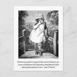 Funny Vintage Farm Girl Booger Story Black White Postcard