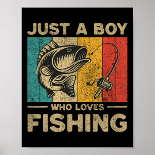 Funny Vintage Fishing Jokes Boys Fisherman B Fish Poster