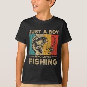 Funny Vintage Fishing Jokes Boys Fisherman B Fish  T-Shirt