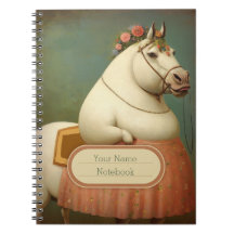 Funny Vintage Floral Lady Horse Spiral Notebook