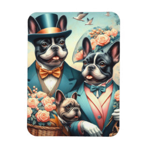 Funny Vintage French Bulldog Painting Magnet