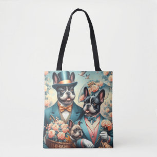 Funny Vintage French Bulldog Painting Tote Bag