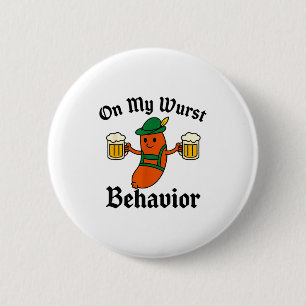 Funny Vintage German Octoberfest Wurst  6 Cm Round Badge