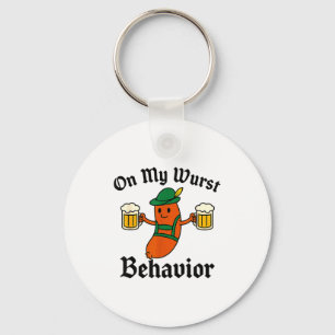 Funny Vintage German Octoberfest Wurst  Key Ring