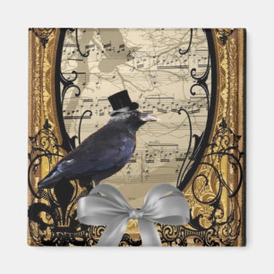 Funny vintage Gothic wedding crow Magnet