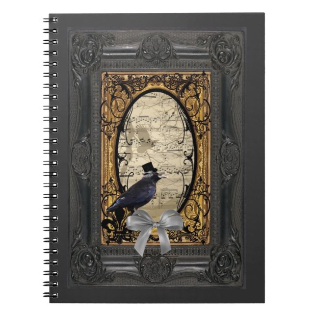 Funny vintage Gothic wedding crow Spiral Notebook (Front)
