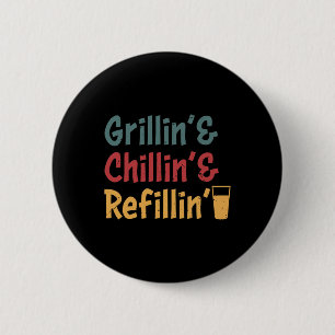 Funny Vintage Grill Dad - Grilling Chilling Refill 6 Cm Round Badge