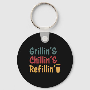 Funny Vintage Grill Dad - Grilling Chilling Refill Key Ring
