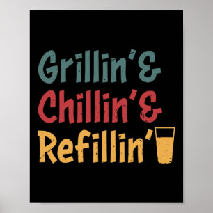 Funny Vintage Grill Dad - Grilling Chilling Refill Poster