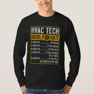 Funny Vintage HVAC Technician Apparel Hourly Rate  T-Shirt