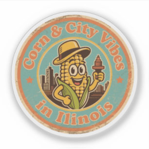 Funny Vintage Illinois Corn and City Retro
