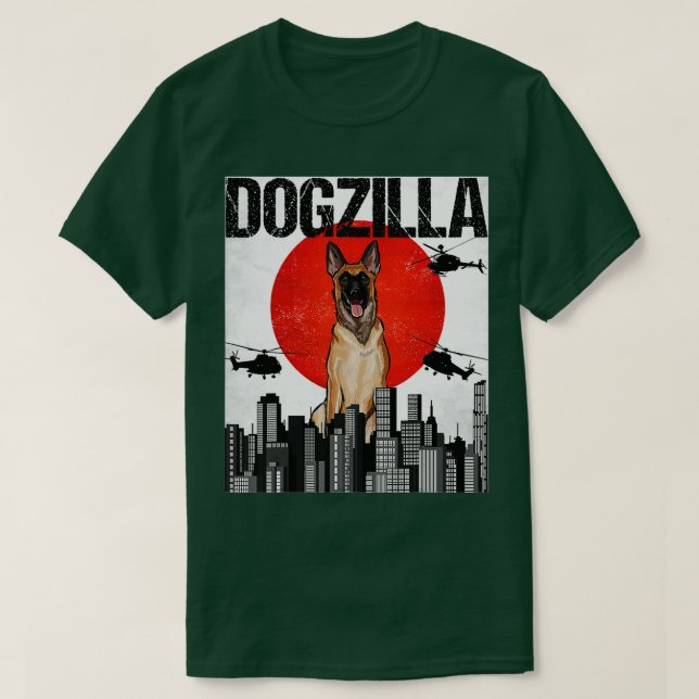 Funny Vintage Japanese Dogzilla Belgian Malinoi  T-Shirt (Design Front)