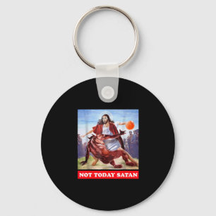 Funny Vintage Jesus Vs Satan Sketll - Not Today Sa Key Ring
