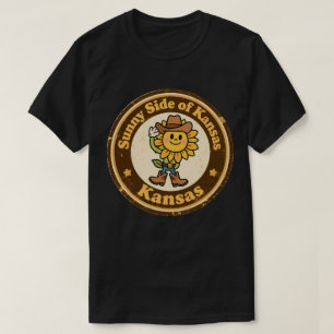 Funny Vintage Kansas Sunflower Cowboy Retro T-Shirt