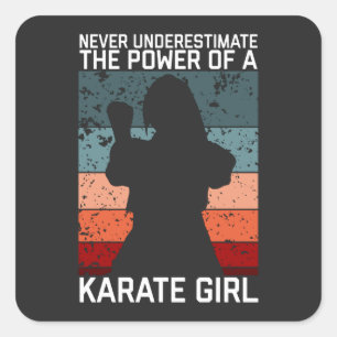 funny vintage karate girl quote sayings. square sticker