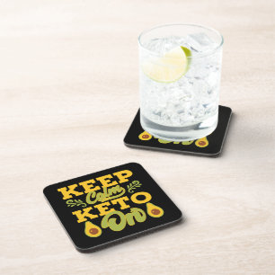 Funny Vintage Keep Calm and Keto on Funny Quote Coaster