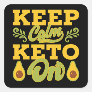 Funny Vintage Keep Calm and Keto on Funny Quote  Square Sticker