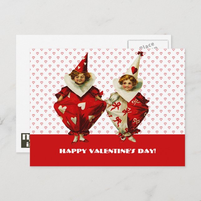 Funny Vintage Kids Valentine's Day Holiday Postcard (Front/Back)