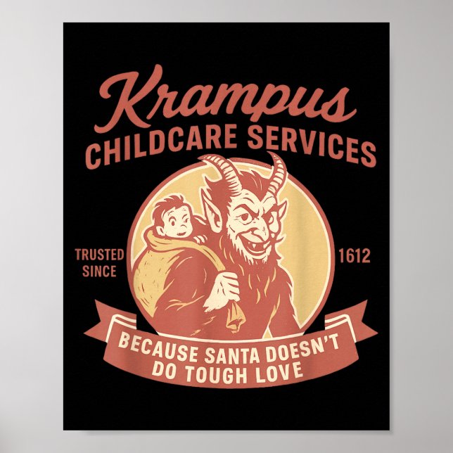 Funny Vintage Krampus Child Transrt Services Merry Poster (Front)
