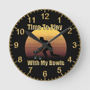 Funny Vintage Lawn Bowls Play Time, Wall Clock
