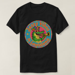 Funny Vintage Louisiana Alligator Mardi Gras Jazz T-Shirt
