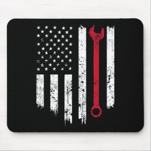 Funny Vintage Mechanic Distressed American Flag Gi Mouse Pad