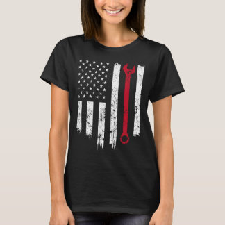 Funny Vintage Mechanic Distressed American Flag Gi T-Shirt