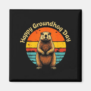Funny Vintage Meteorology Groundhog Happy Groundho Magnet