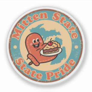 Funny Vintage Michigan Mitten Cherry Pie Retro