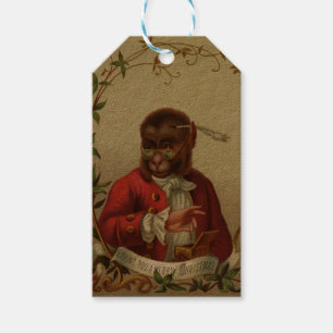 Funny Vintage Monkey Christmas Holiday Gift Tags