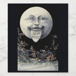 Funny Vintage Moon New Years Champagne Labels