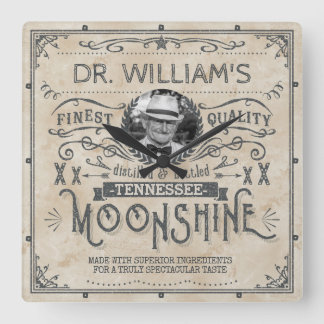 Funny Vintage Moonshine Hillbilly Medicine Custom Square Wall Clock