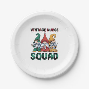 Funny Vintage Nurse Squad Nursing Gnomes Paper Plate