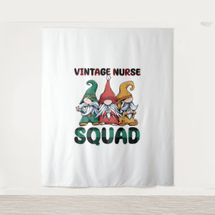 Funny Vintage Nurse Squad Nursing Gnomes Tapestry