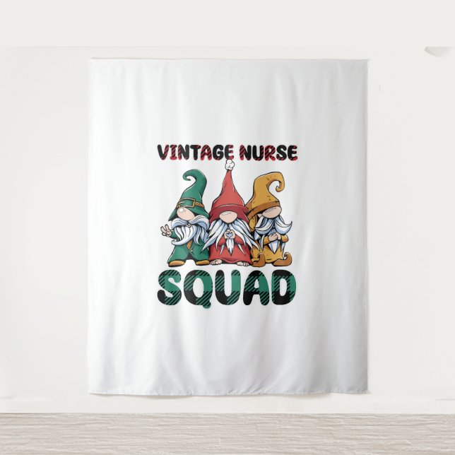 Funny Vintage Nurse Squad Nursing Gnomes Tapestry (Front)