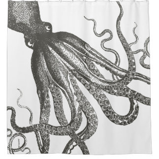 Funny Vintage Octopus Tentacles Wrapping Around Shower Curtain