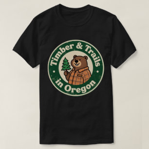 Funny Vintage Oregon Beaver Flannel Evergreen T-Shirt