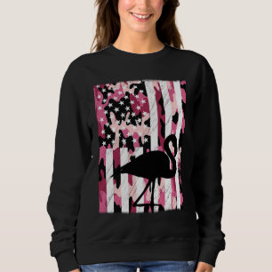 Funny Vintage Pink Flamingo Camo American Distress Sweatshirt