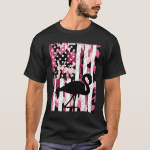 Funny Vintage Pink Flamingo Camo American Distress T-Shirt