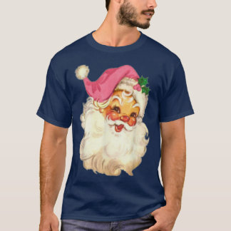 Funny Vintage Pink Santa Claus Pink Christmas Desi T-Shirt