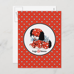 Funny Vintage Puppy Valentine's Day Holiday Postcard