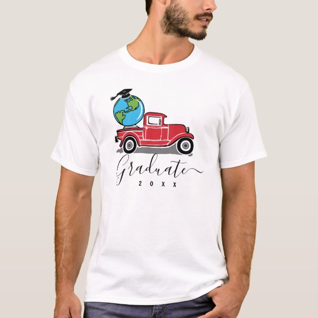 Funny Vintage Red Truck 2023 Graduate T-Shirt (Front)