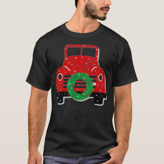 Funny Vintage Red Truck With Merry Christmas Tree T-Shirt