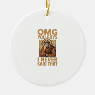 Funny Vintage Religious Facepalm Quote Shirt Desig Ceramic Tree Decoration