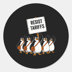 Funny Vintage Resist Penguin Activism Graphic Desi Classic Round Sticker